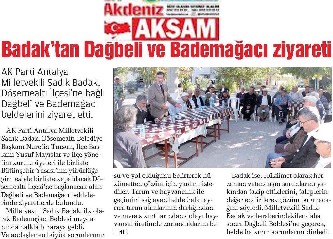 Akşam Akdeniz - Badak'tan Dağbeli ve Bademağacı Ziyareti - 28 Ekim 2013